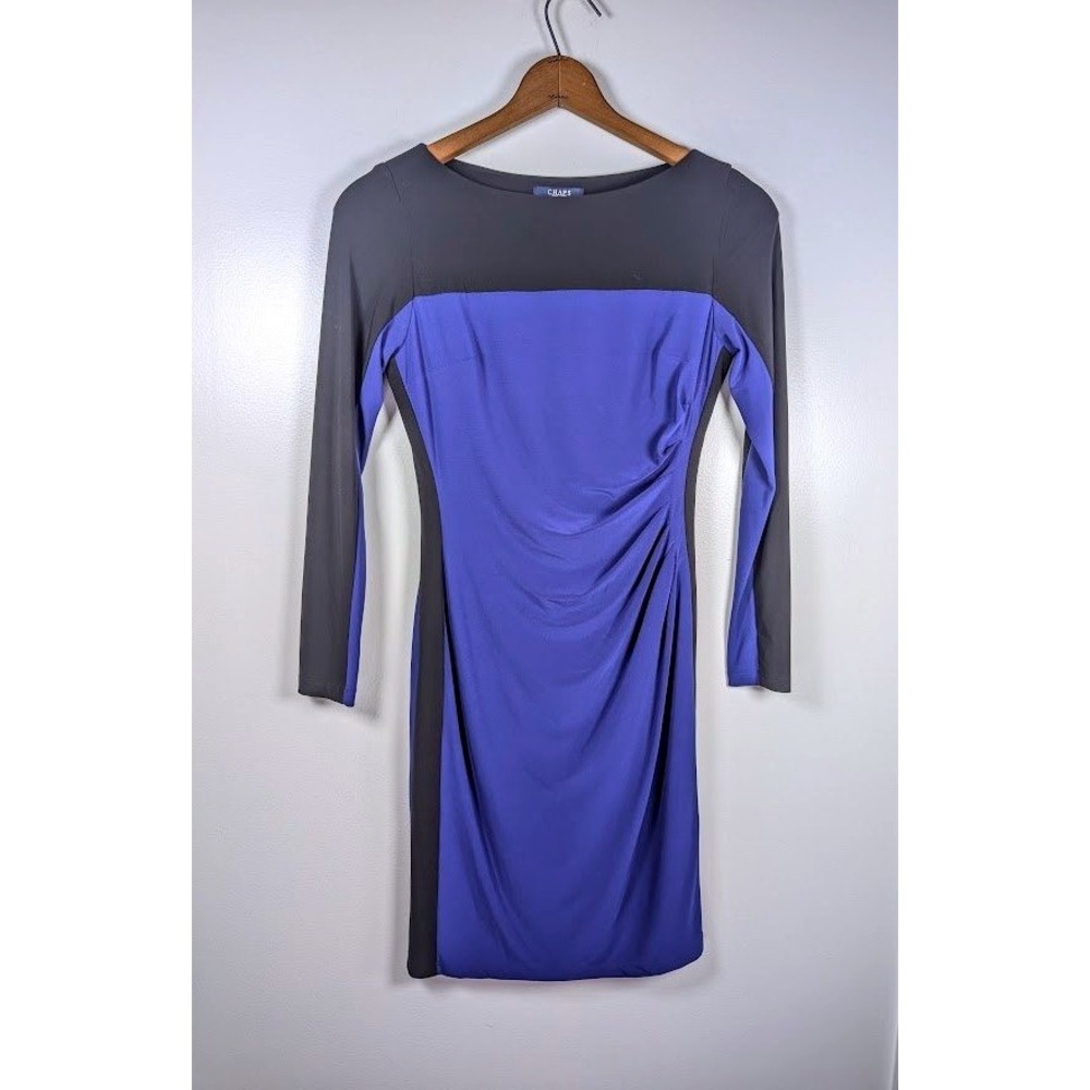 Chaps Sheath Dress Size Small 3/4 Sleeve Faux Wrap‎ Minimalist Old Money Capsule